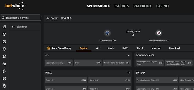 A snapshot of BetWhale, one of our top rated Missouri sports betting sites.